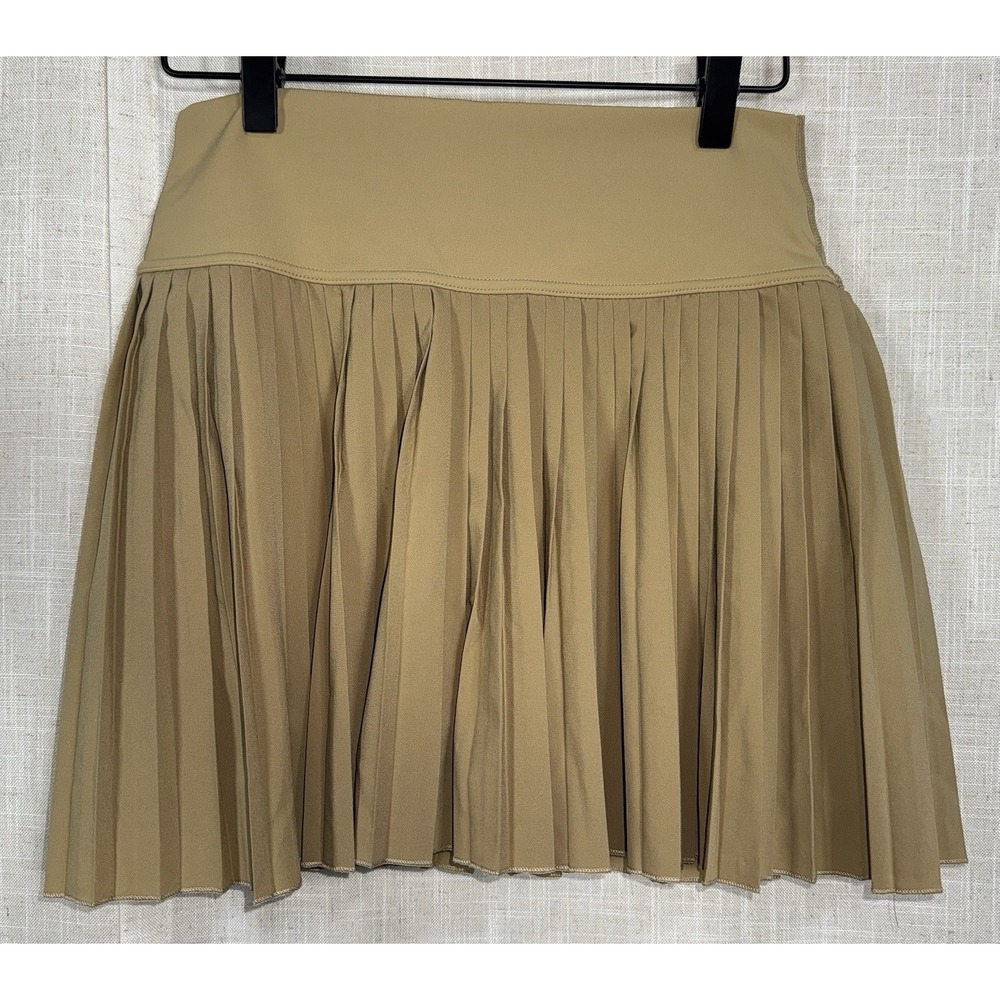 Santiny Pleated Women's M‎ Medium Tan Golf Tennis Skirt Activewear w/ Shorts